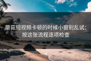 蘑菇短视频卡顿的时候小窗别乱试：按这张流程逐项检查