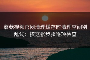 蘑菇视频官网清理缓存时清理空间别乱试：按这张步骤逐项检查